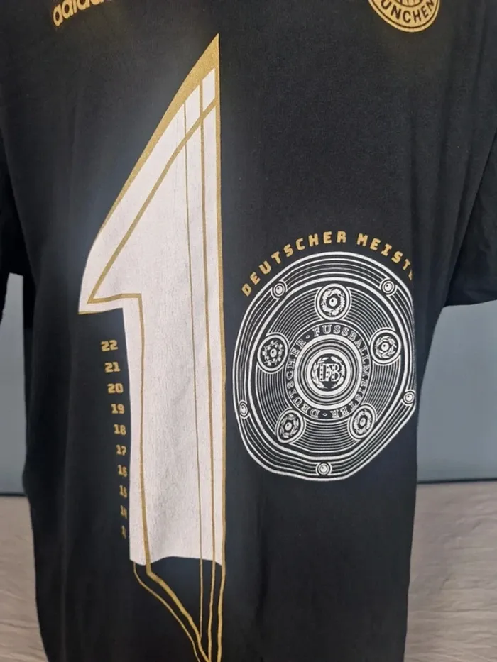 T-shirt Adidas Bayern Munich Champion 2023 – Noir/Or – Taille 2XL (559) - photo numéro 5