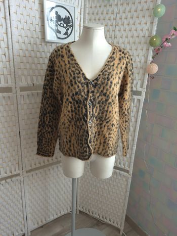 Joli gilet / cardigan Boohoo léopard tout doux femme T46 