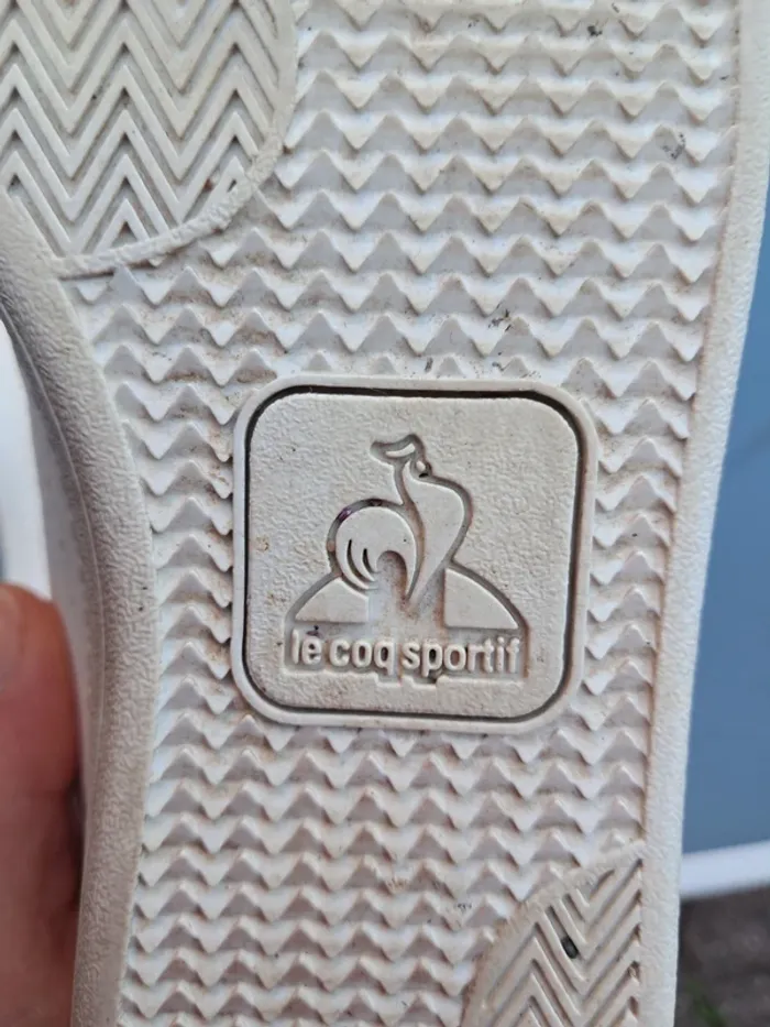 Jolies baskets 👟 cuir souple, sneakers blanches et logo arrière rose, scratch - T31 - Le coq sportif - photo numéro 5