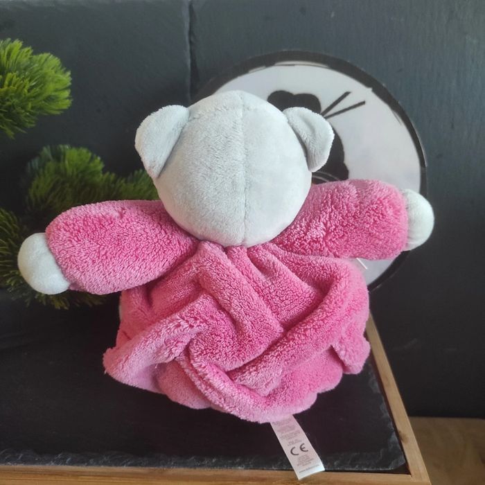 Peluche ours Kaloo Plume rose framboise gris Ruban Créations Tendres Douces 2016 - photo numéro 2