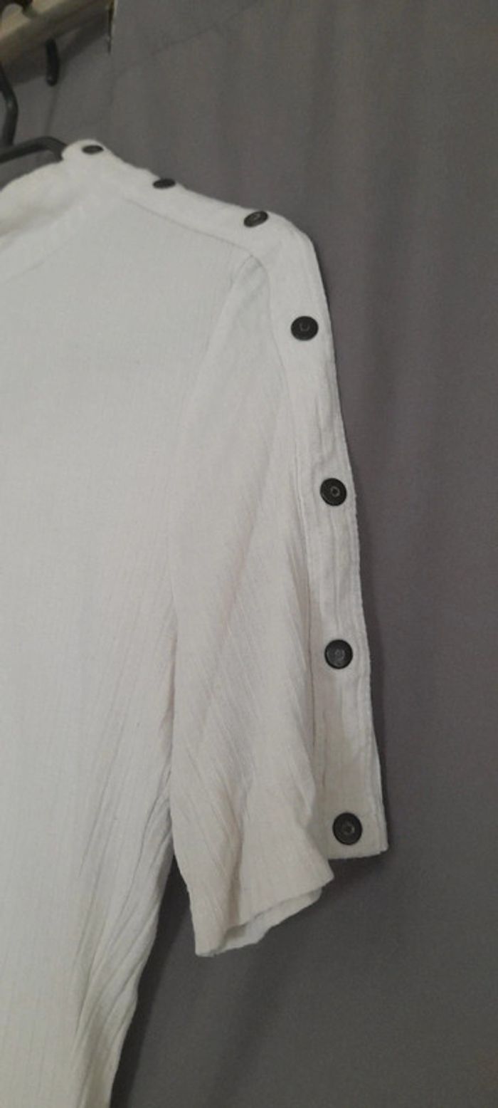 T-shirt top blanc à petit col - photo numéro 3