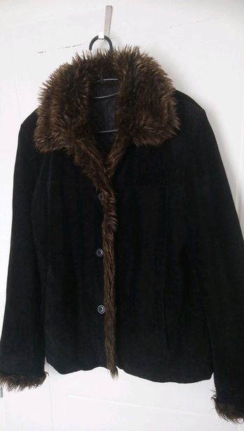 Manteau noir daim/fourrure