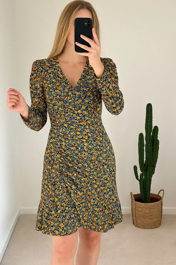 Robe élégante à fleurs colorées, neuve avec étiquette – taille S