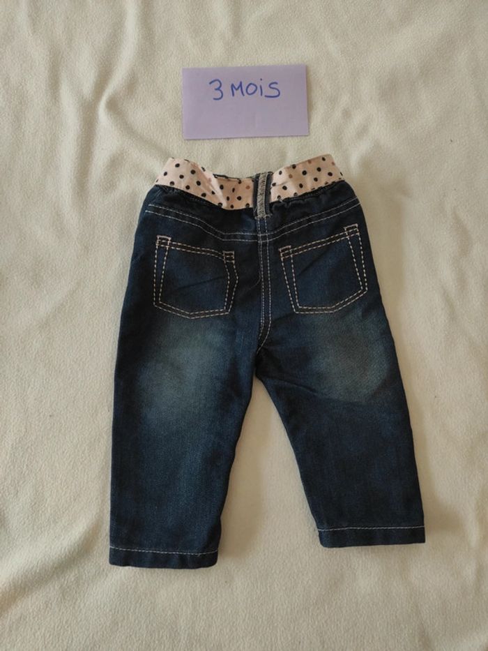 Jeans fille cœur et ceinture rose neuf 3 mois - photo numéro 3