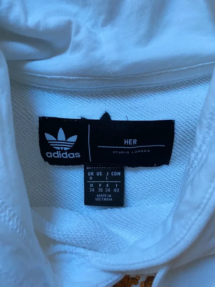 Sweat Adidas crop top blanc logo fleuri édition limitée -Taille 36 - photo numéro 5