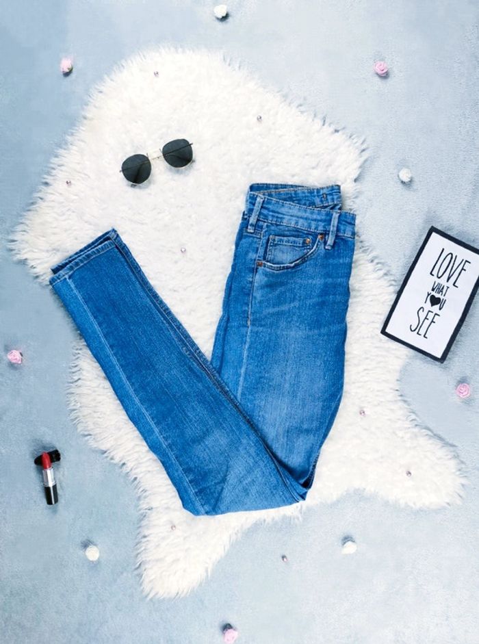 Jean slim bleu brut taille haute - T.XS ou T.34 🖤