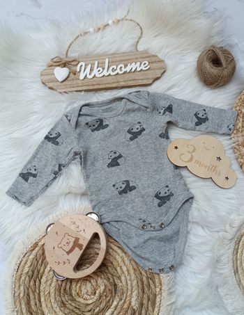 Body panda 3 mois gris
