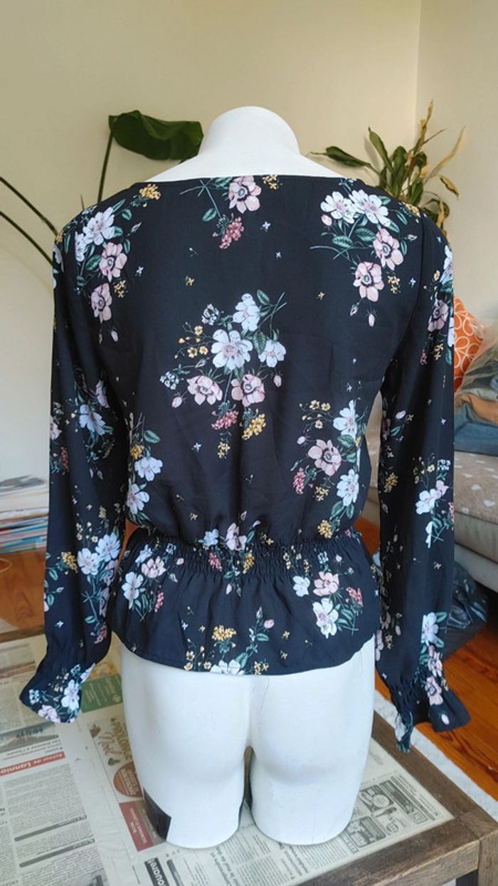 Blouse manches longues décolleté imprimé fleuri - photo numéro 5