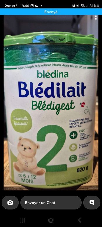 Lait bledigest 2ème âge 