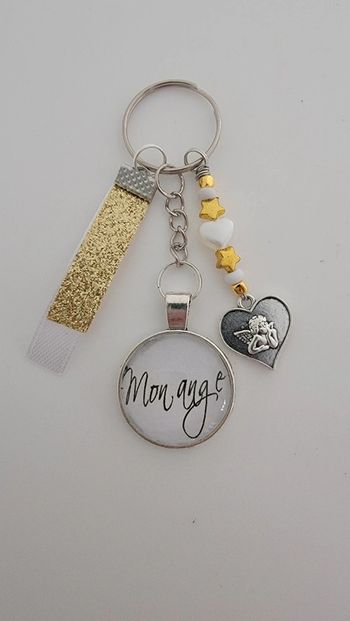 Cadeau st Valentin,  porte clé message bijoux de sac " mon ange"