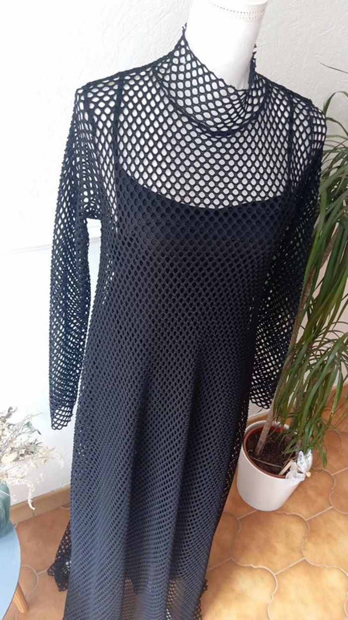 robe longue noire filet - photo numéro 3
