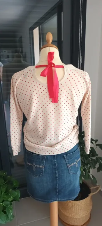 Pull tricot maille fine à pois