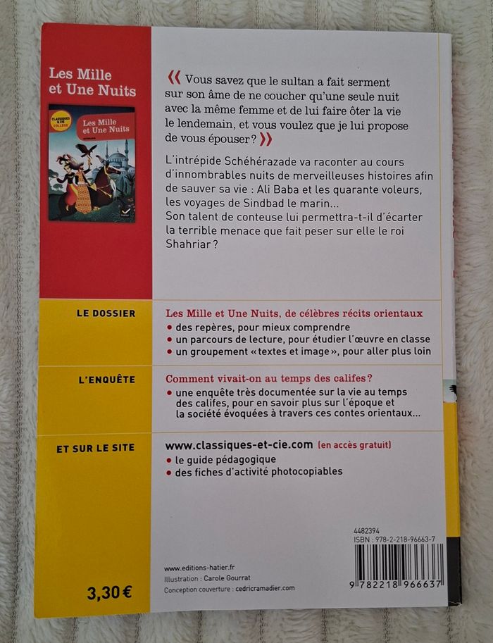 📖 Livre Les Mille et Une Nuits Hatier Classiques & Cie collège neuf - photo numéro 2