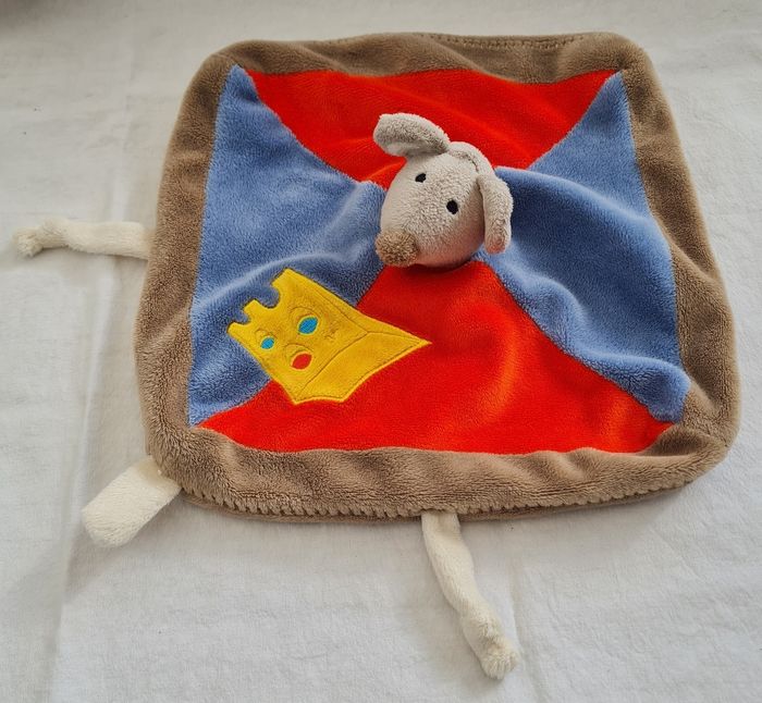 Doudou carré plat souris - Fromage - Picco mini