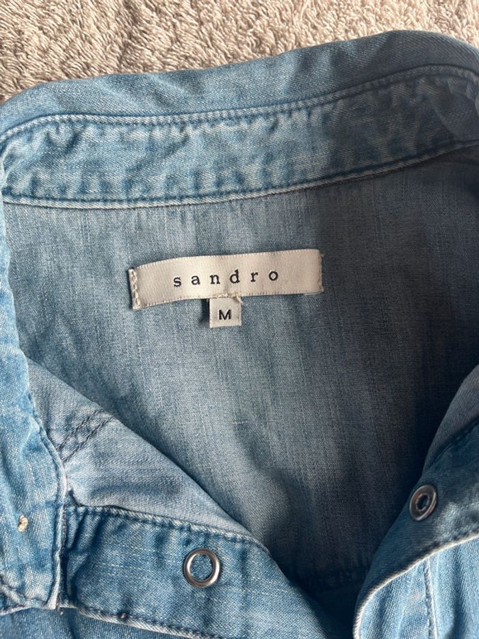 Chemise/veste en jean Sandro taille M effet usé - photo numéro 5