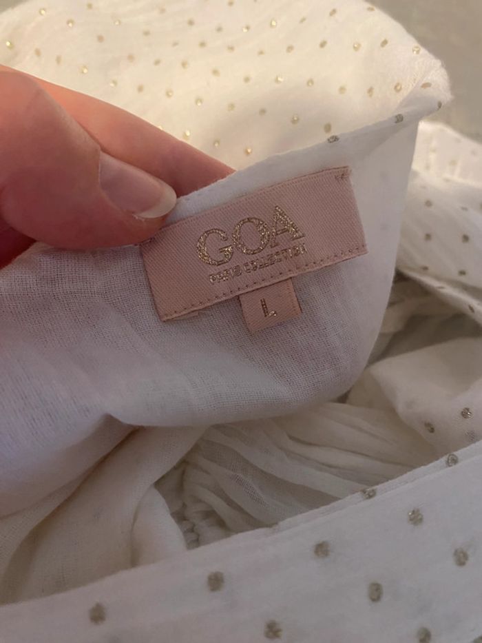 Robe longue blanche à pois dorés Goa L - photo numéro 4