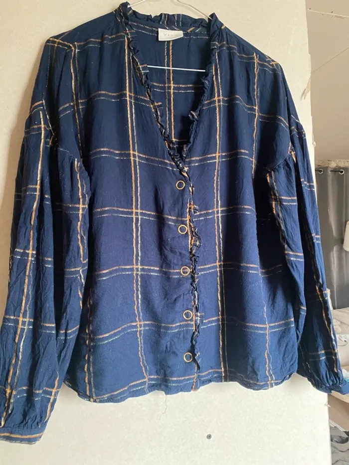 Chemise Vila bleue à carreaux