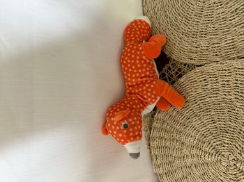 Peluche renard Hema, 30 cm, orange à pois
