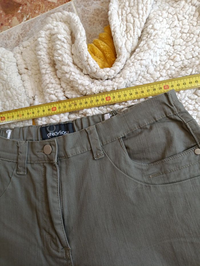 Pantalon droit kaki clair – Grandiosa – coton stretch - photo numéro 4