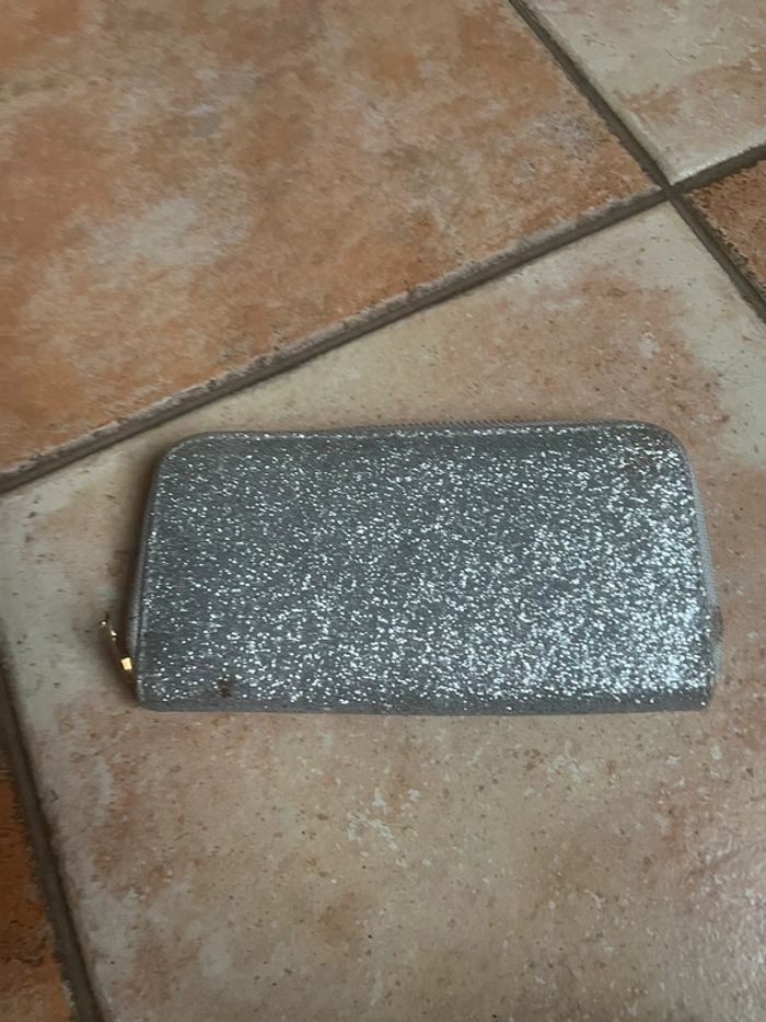 Portefeuille porte monnaie pailleté argent - photo numéro 2