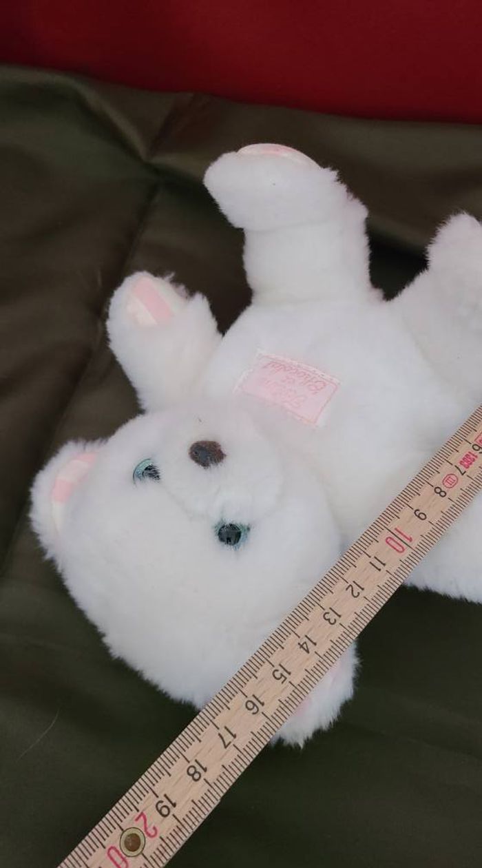 ours blanc aux yeux bleus doudou peluche tartine et chocolat - photo numéro 3