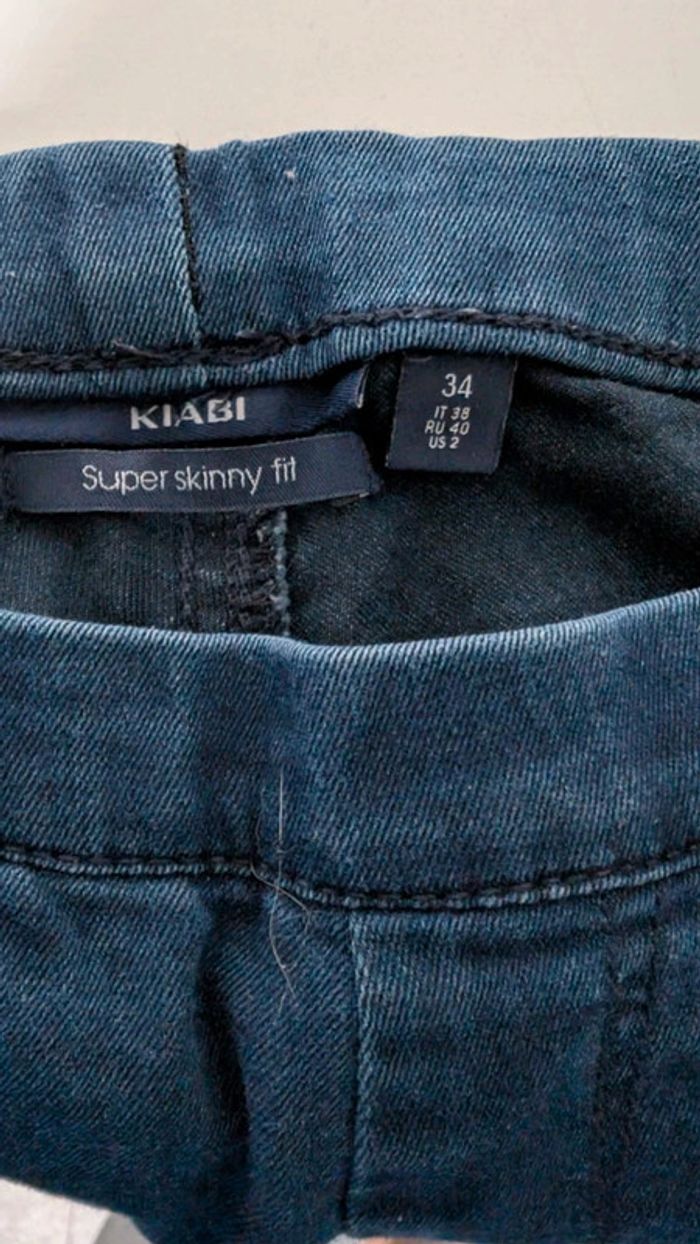 Pantalon Super Skinny Kiabi, Taille 34, Bleu Foncé, Taille Élastique - photo numéro 3