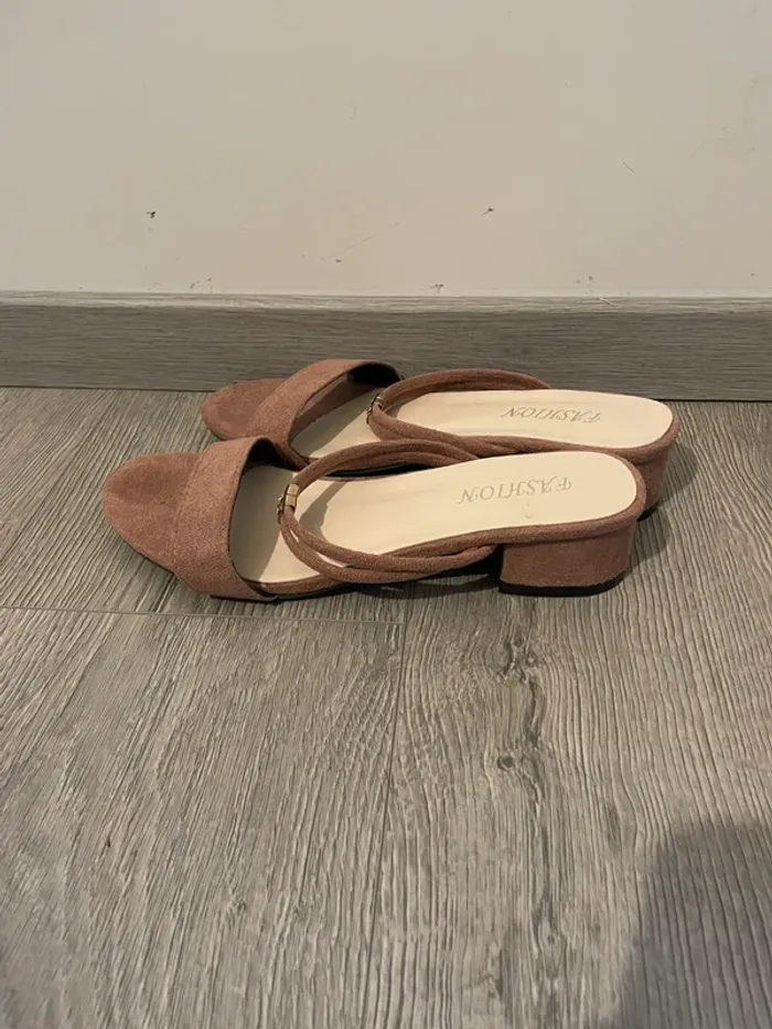 mules à talons roses/nude - talon 4 cm - taille 40 - photo numéro 5