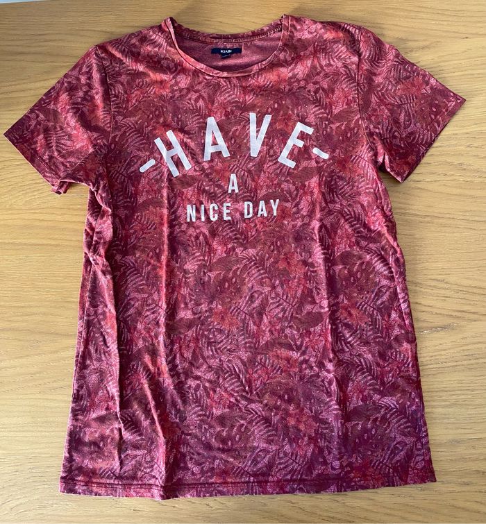 Kiabi T-shirt bordeaux « Have a nice day » Taille 38 - photo numéro 2