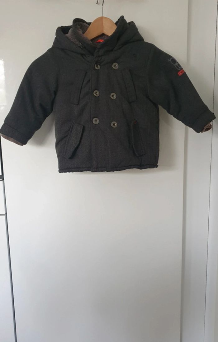 Manteau bébé garçon, intérieur polaire, motif discret chevrons, taille 23 mois, Obaïbi
