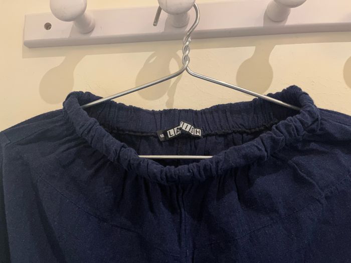 Pantalon extra large wide leg baggy bleu marine taille élastique lavish taille S - photo numéro 4