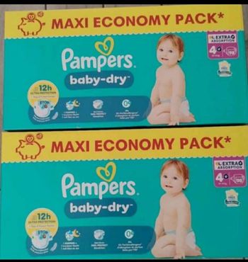 3 cartons de couches Pampers taille 4+