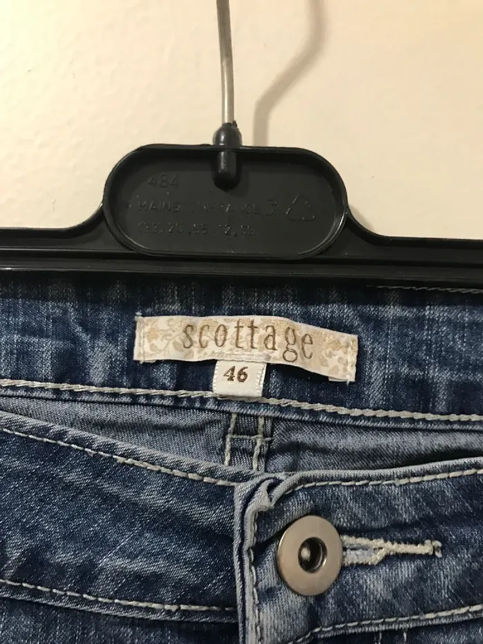 Pantalon court Jeans regulare scottage bleu ciel taille 46 - photo numéro 2