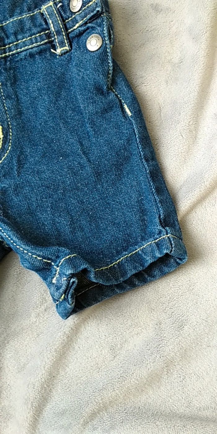 Salopette short jeans Garçon 12 mois Mes petits cailloux 100% coton - photo numéro 7