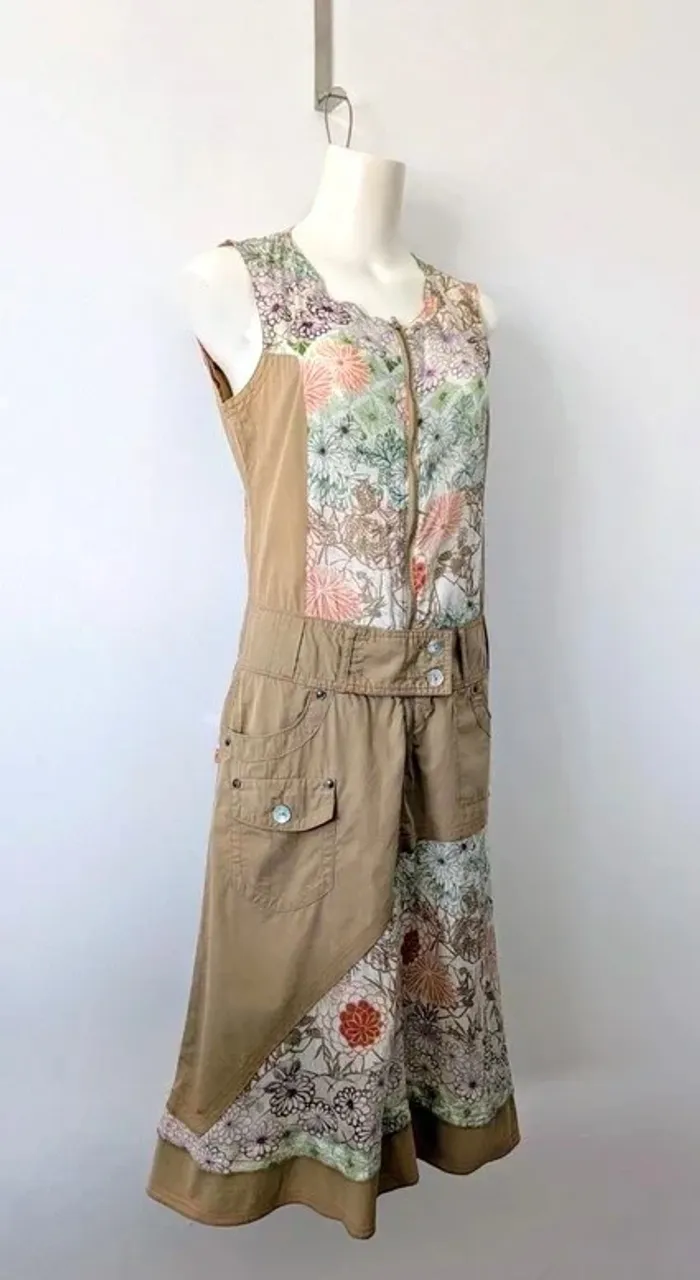 Robe d'été fleurie vintage en soie et coton - Cheyenne jeans - taille S/M - photo numéro 3