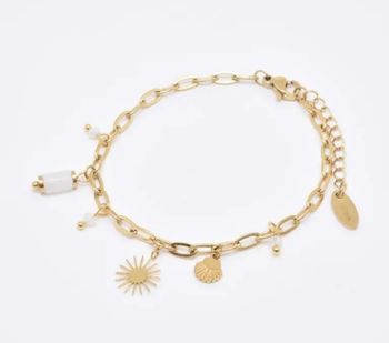 Bracelet breloques en acier inoxydable, neuf 