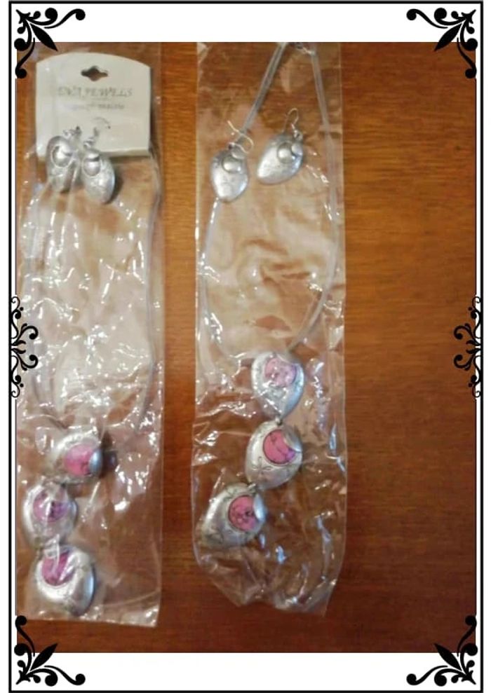 Lot 2 parures bijoux rose vintage - photo numéro 2