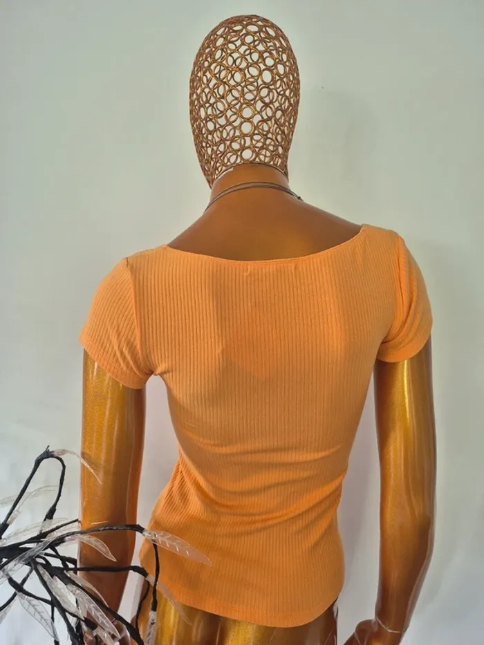Tee-shirt Orange Manches Courtes Femme Taille S/36 - photo numéro 2