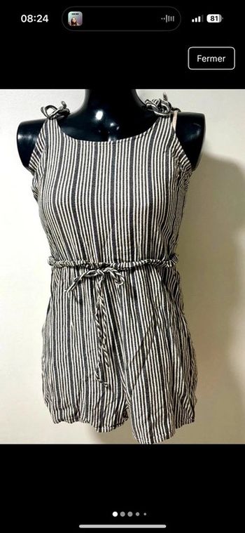 Combishort à rayures noir & beige - Primark - Taille 36