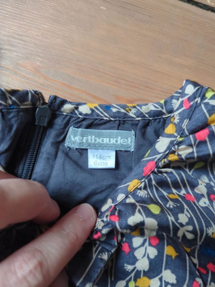 Robe motif fleurs floral 6 ans Vertbaudet col jabot - photo numéro 3