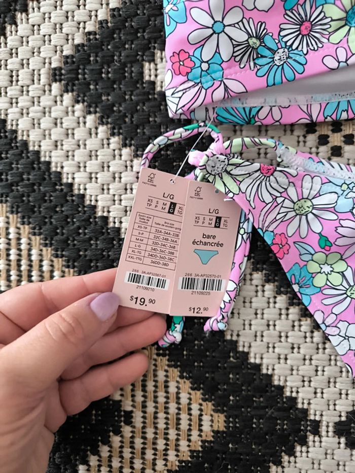 Maillot de bain fleuri rose Taille L 40 – Neuf avec étiquette - photo numéro 3