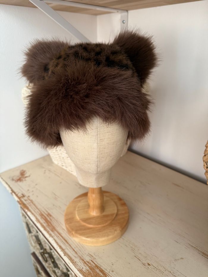 Chapeau imitation fourrure marron motif léopard – Neuf 🤎🐆
