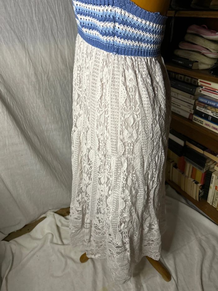 Robe maille dentelle bleu blanc - photo numéro 8