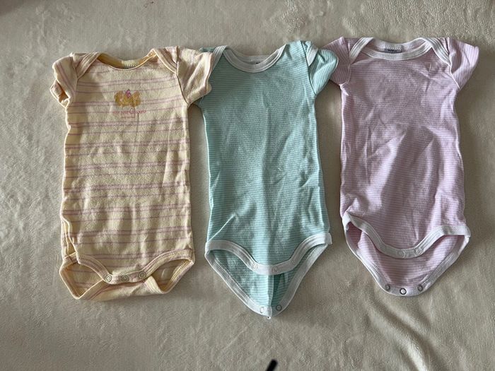 Lot de 3 bodies Petit bateau à manches courtes taille 3M - photo numéro 2