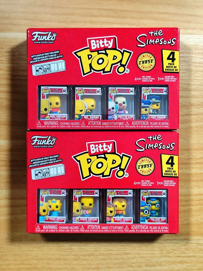 Lot 2 Boîtes De 4 Bitty Pop! - The Simpsons - Chase Edition