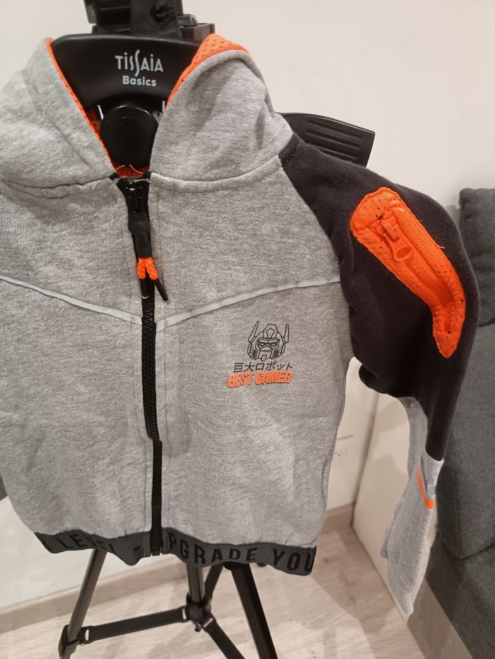 Gilet 5 ans tissaia gris et orange - photo numéro 2