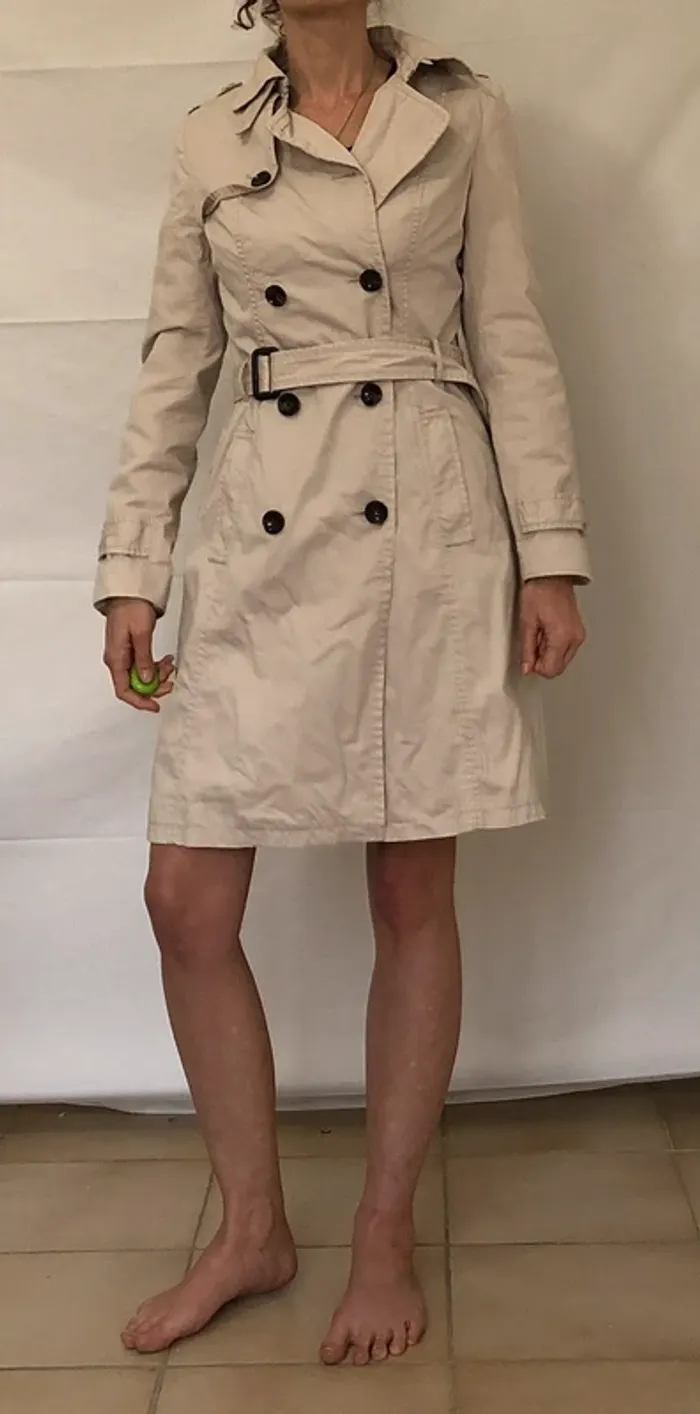 Trench crème avec ceinture Promod taille 38 comme neuf - photo numéro 5