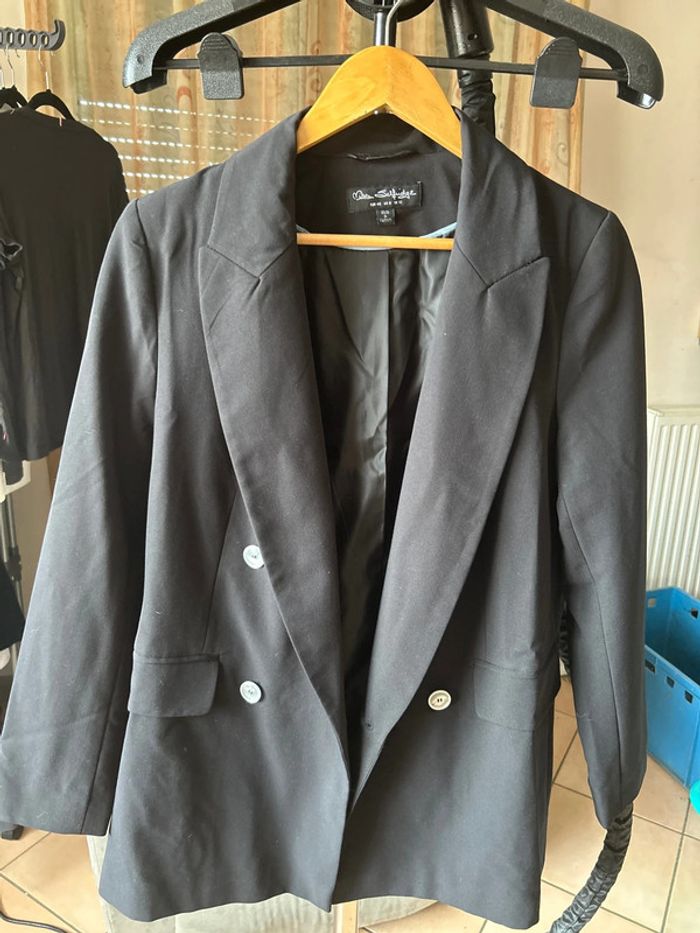 Veste tailleur longue noire Miss Selfridge