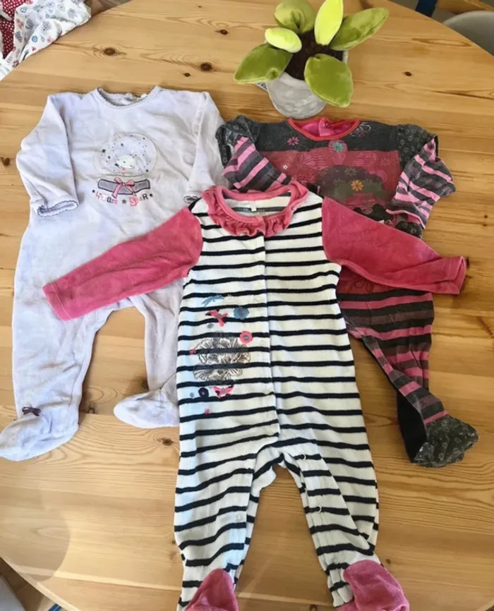 Lot de 3 dors bien pyjama grenouillère velour hiver 9 mois - photo numéro 4