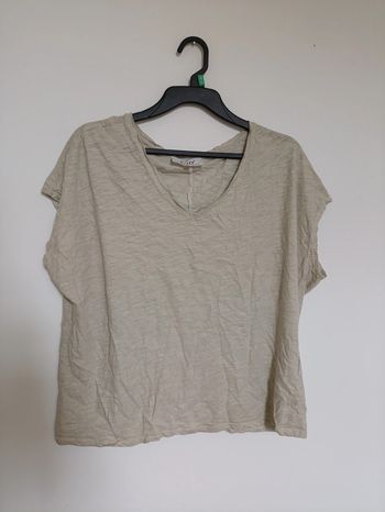 T-shirt beige col V effet froissé Sud Express M