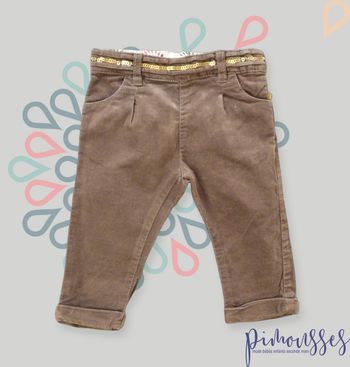 Pantalon velours marron Obaïbi 6 mois fille